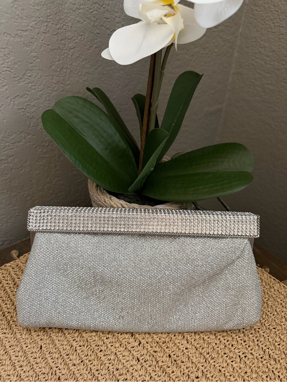 Silver Rhinestone Trim Mini Clutch NWOT
